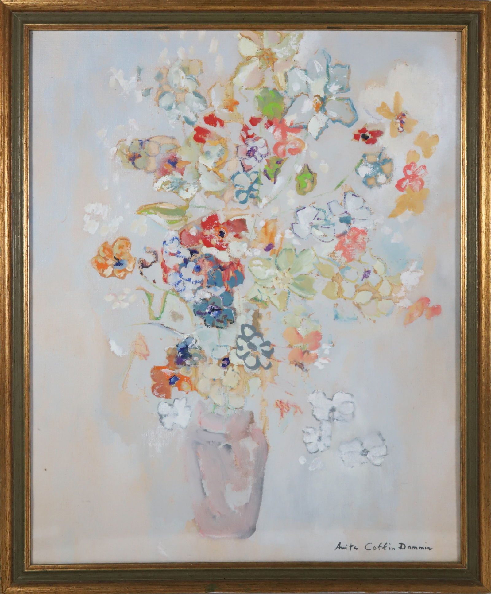 Anita Coffin Dammin Oil on Artist Board "Floral Still Life" (1 of 5)