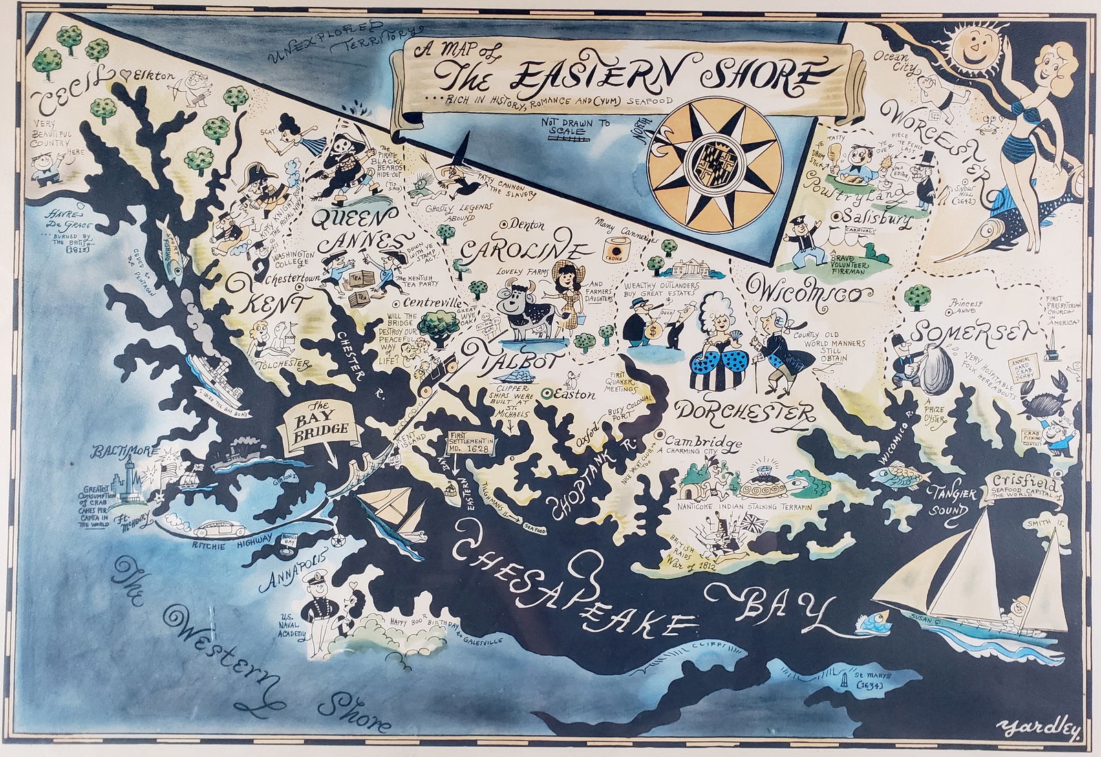 Vintage Yardley Pictorial Map of The Eastern Shore, Maryland (1 of 6)