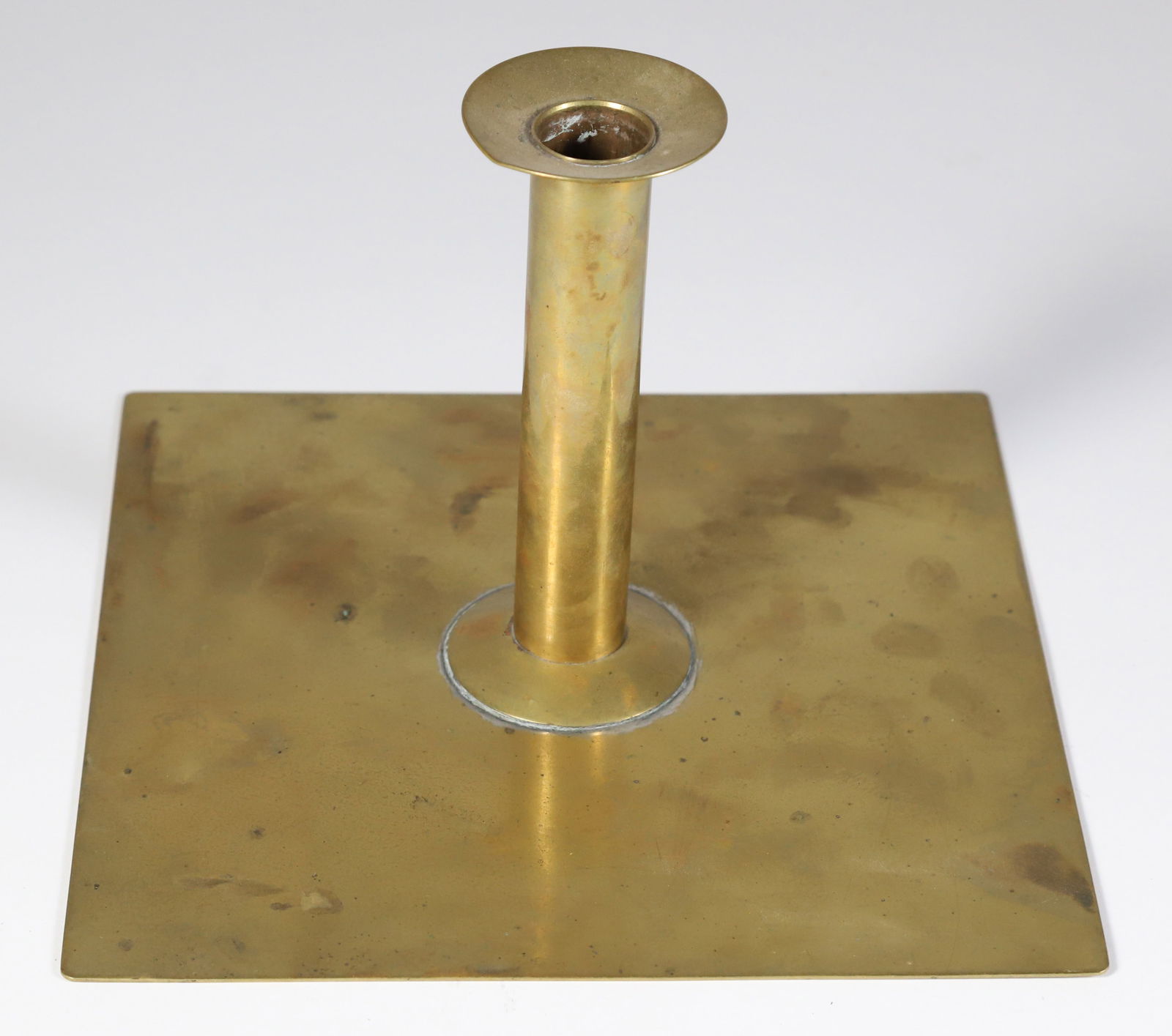 Rare Brass Candlestick with Broad Flat Base, 19th Century (1 of 4)