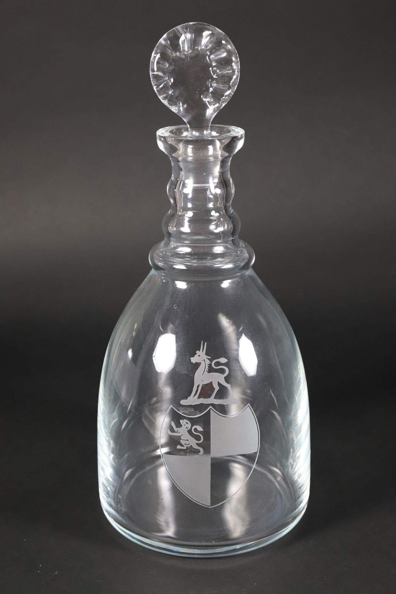 Large Acid-Etched Coat-of-Arms Crystal Decanter (1 of 5)