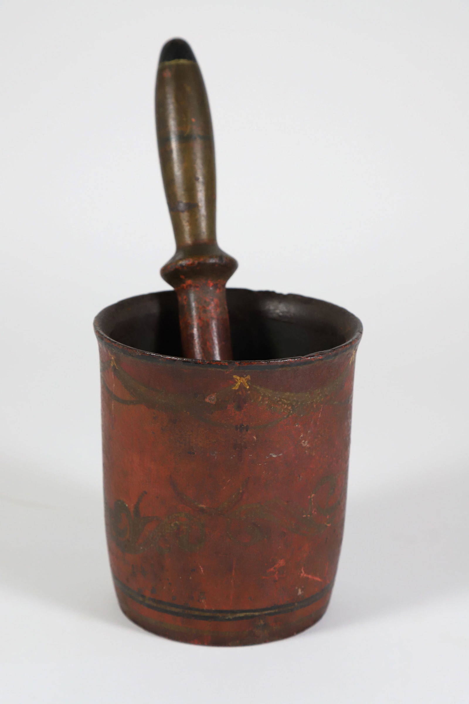 New England Paint Decorated Cast Iron Mortar and Pestle, 19th Century (1 of 7)