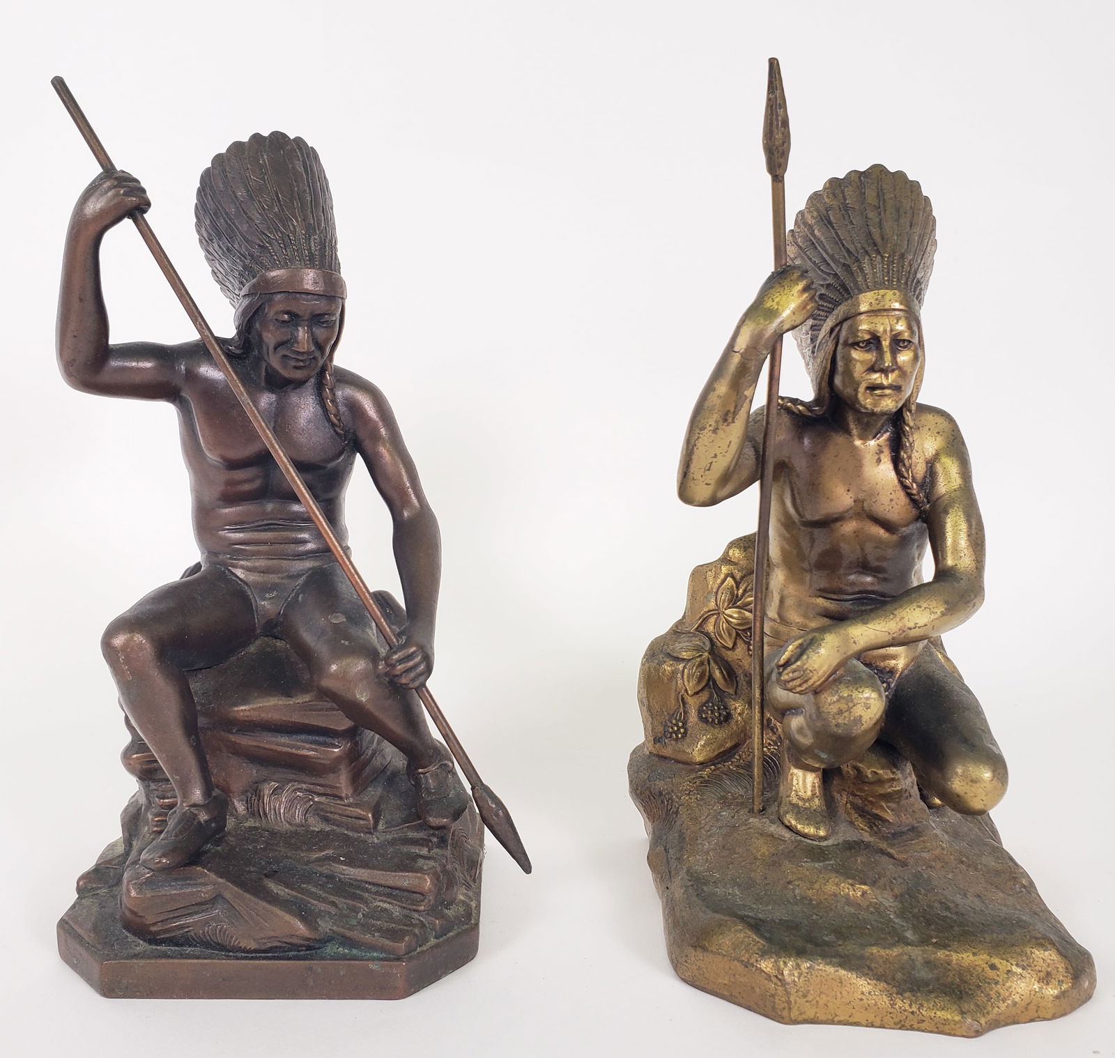 Two Vintage Figural Bronze Native American Indian Bookends (1 of 5)