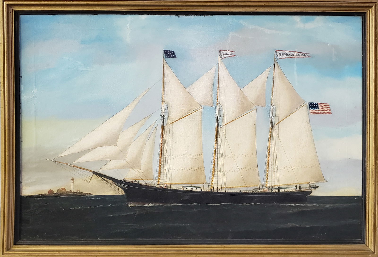 Oil on Canvas "Portrait of the Three-Masted Schooner Bushrod W. Hill" (1 of 6)
