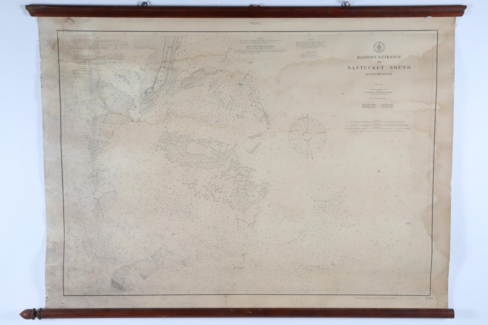 U.S. Department of Commerce Chart "Eastern Entrance to Nantucket Sound", circa 1910: U.S. Department of Commerce Chart "Eastern Entrance to Nantucket Sound", circa 1910, Published at Washington, DC by the Coast and Geodetic Survey, April 1910 Overall 38 in. x 28 in.