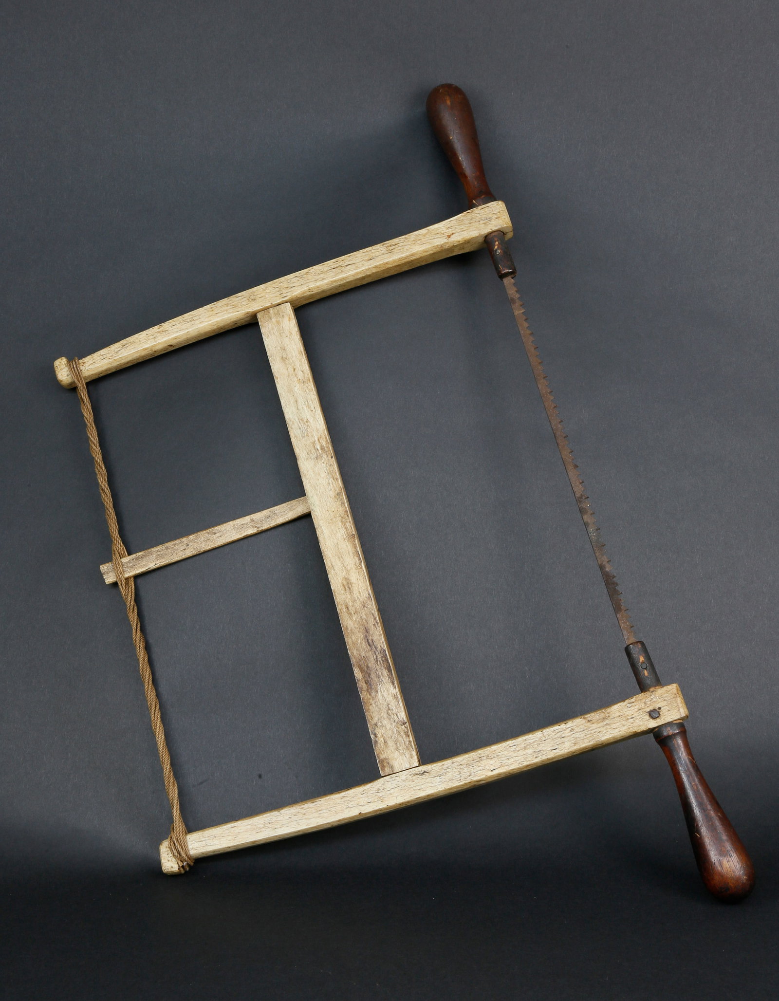 Whaleman Made Whalebone Bow Saw, circa 1840: Whaleman Made Whalebone Bow Saw, circa 1840, found in New Bedford, Massachusetts. Height 12 ? in. Width 21 ? in.