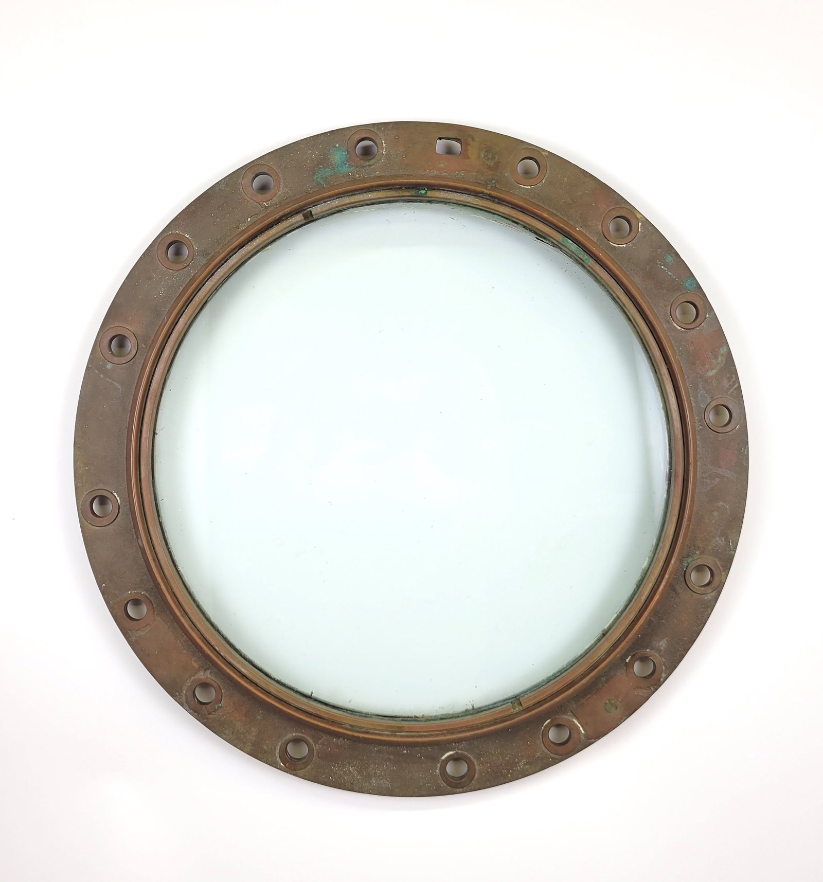 Antique Nautical Round Bronze Ocean Liner Ship's Porthole Window: Antique Nautical Round Bronze Ocean Liner Ship's Porthole Window, circa 1920s, with original glass, heavy bronze frame. Diameter 23 in.