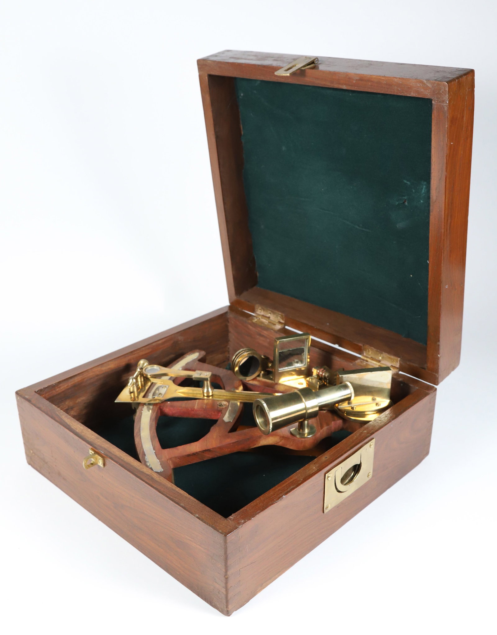 Brass Sextant in Fitted Mahogany Box: Brass Sextant in Fitted Mahogany Box Sextant 11 in. Box 5.5 in. x 12 in. x 12 in.