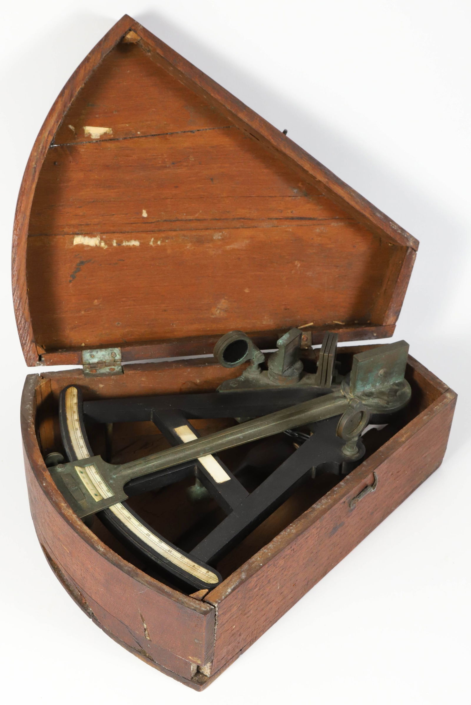 Ebony and Antique Ivory Sextant, 19th Century: Ebony and Antique Ivory Sextant, 19th Century, in original fitted wood box Box Height 5 in. Width 12 in. Depth 13 in.