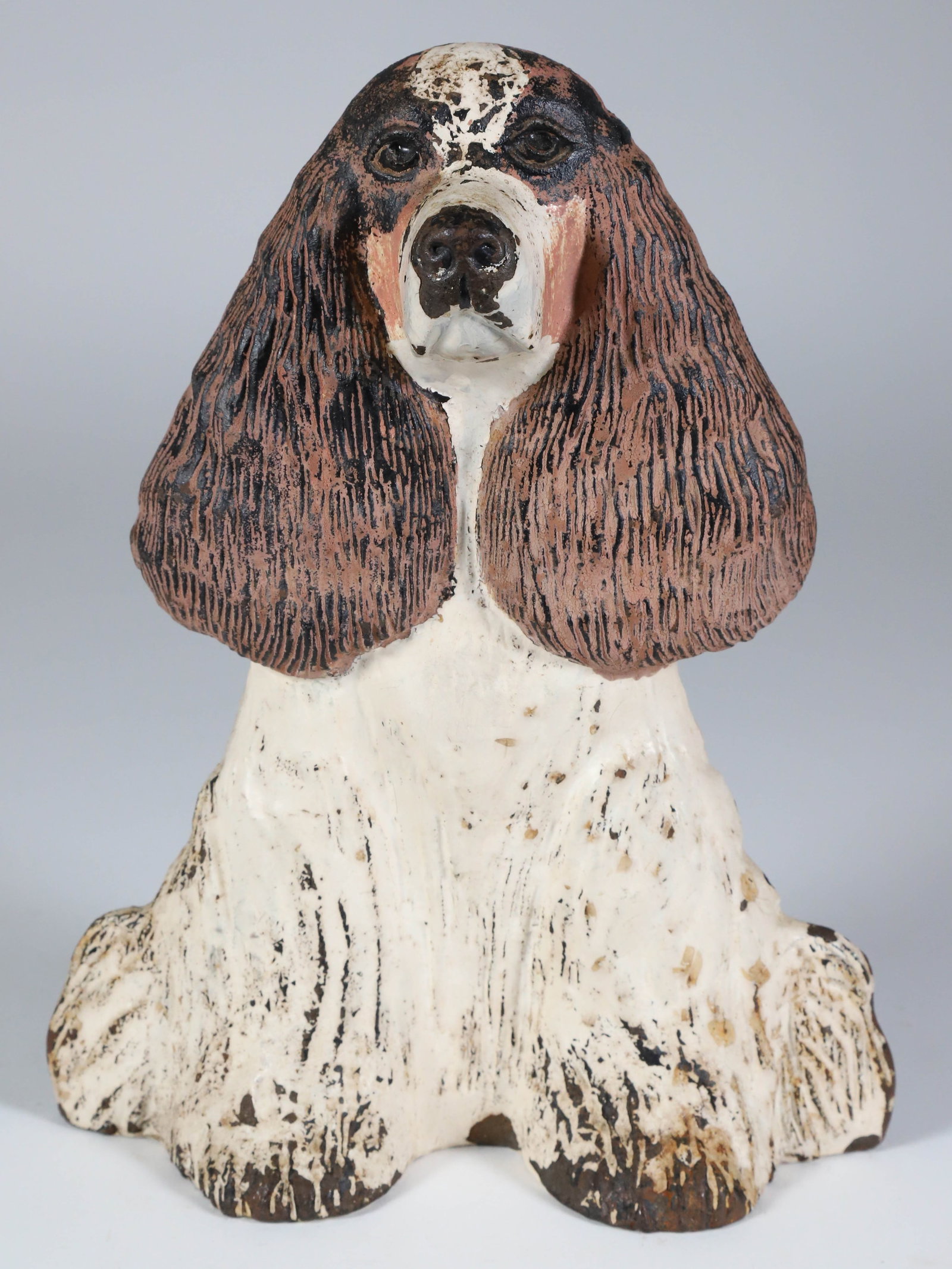 Cast Iron Painted Spaniel Doorstep "Dream Boy", circa 1949: Cast Iron Painted Spaniel Doorstep "Dream Boy", circa 1949, Metal Cafters, Waynebow, VA Height 9 in.