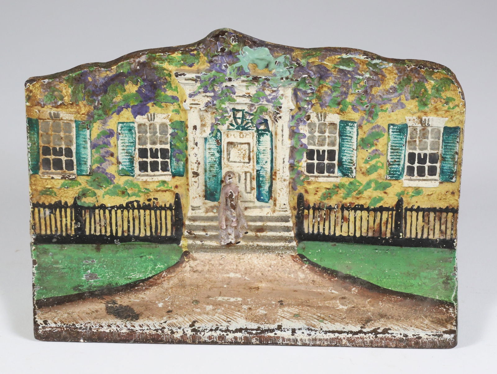 Antique Cast Iron Painted Homestead Doorstop (1 of 6)