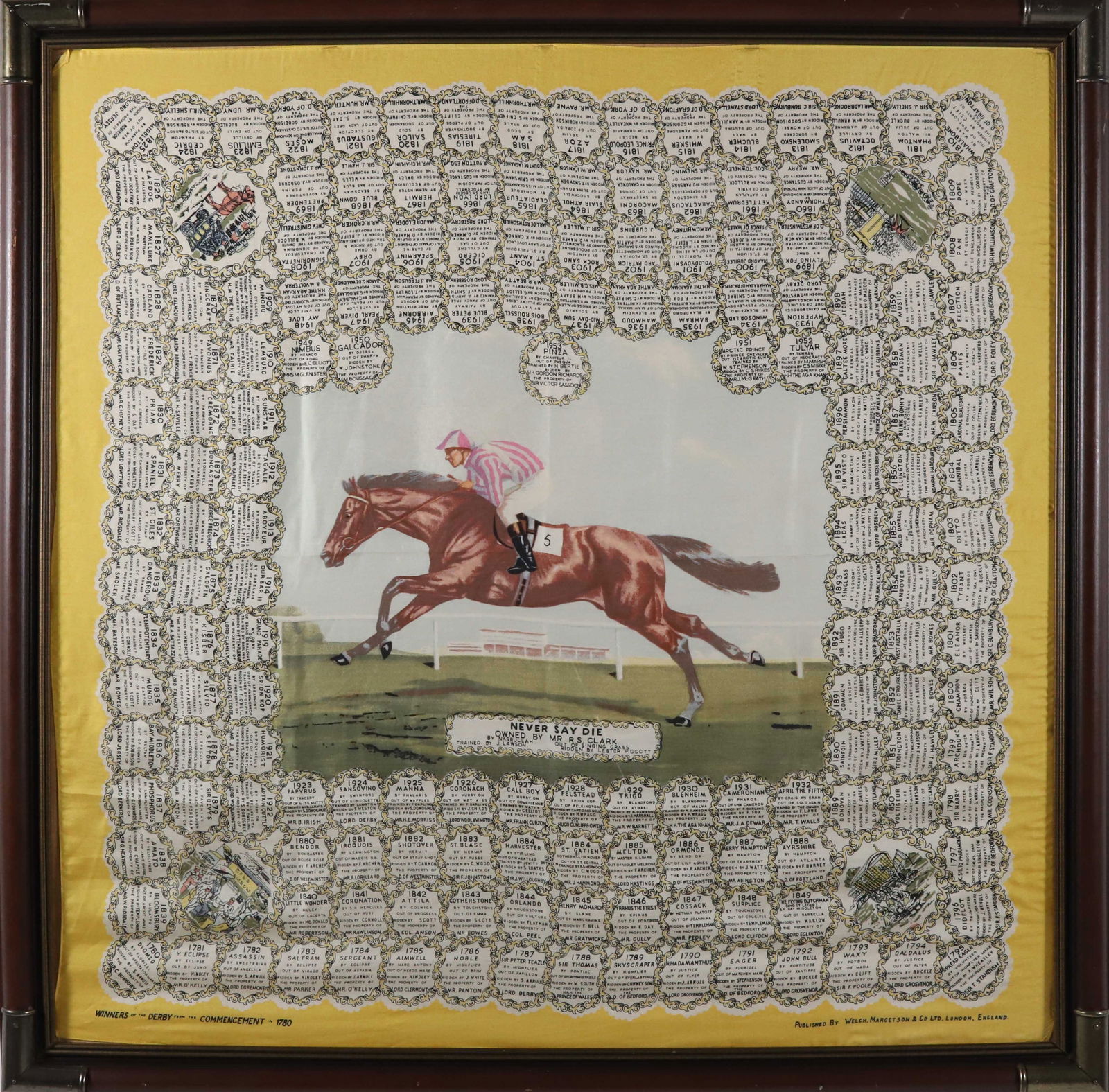 Framed Equestrian Silk Scarf "Never Say Die" (1 of 9)