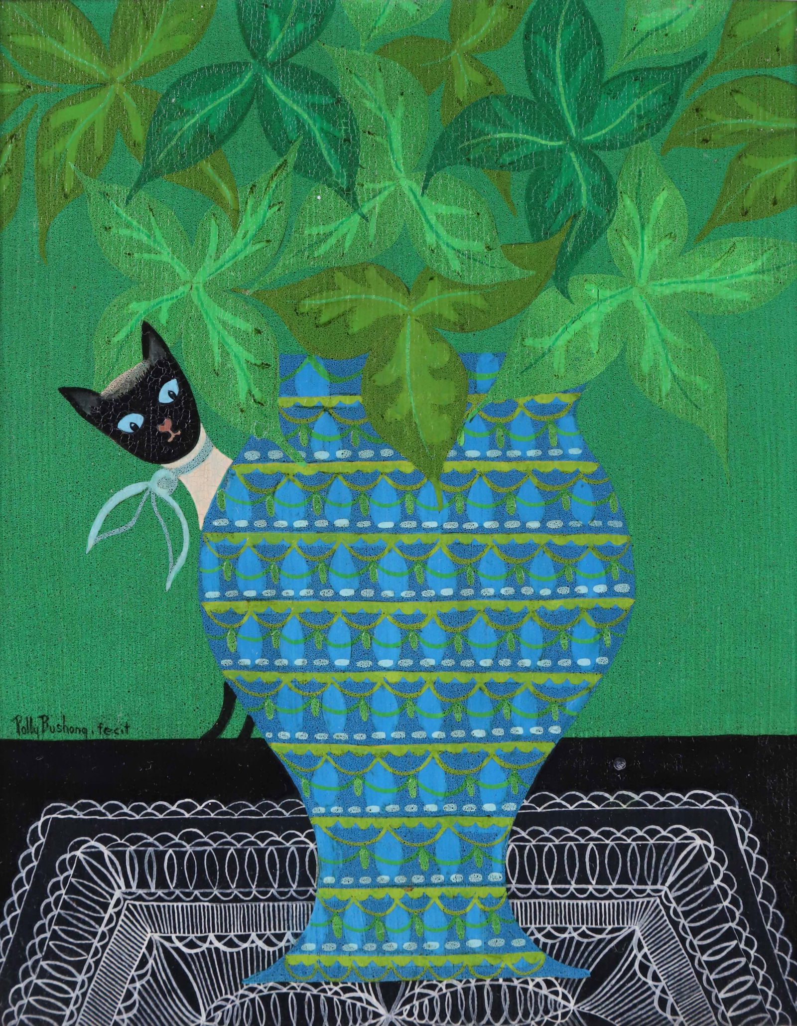 Polly Bushong Oil on Board "Siamese Cat" (1 of 6)