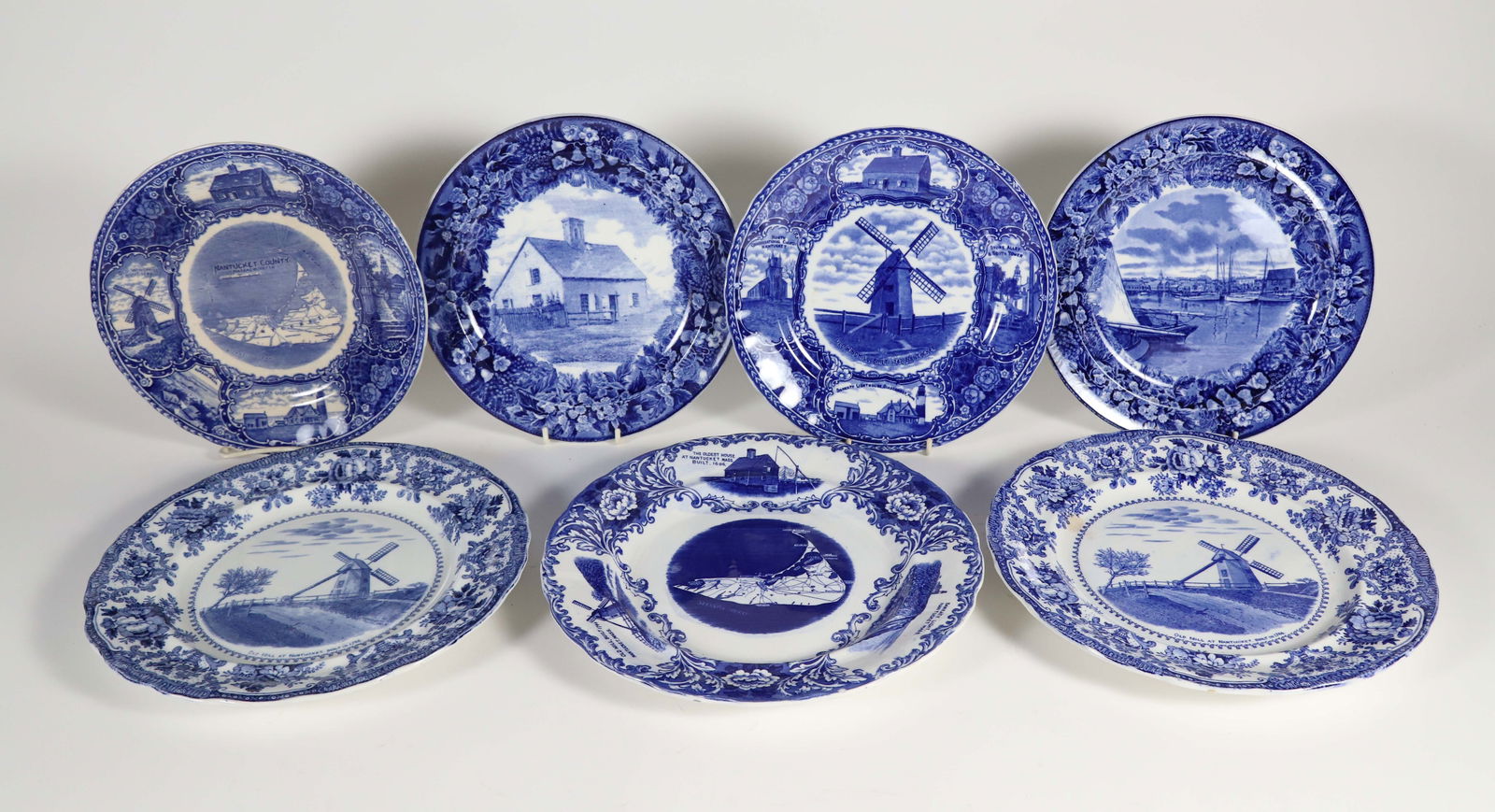 Seven Antique Blue and White Nantucket Souvenir Plates (1 of 11)