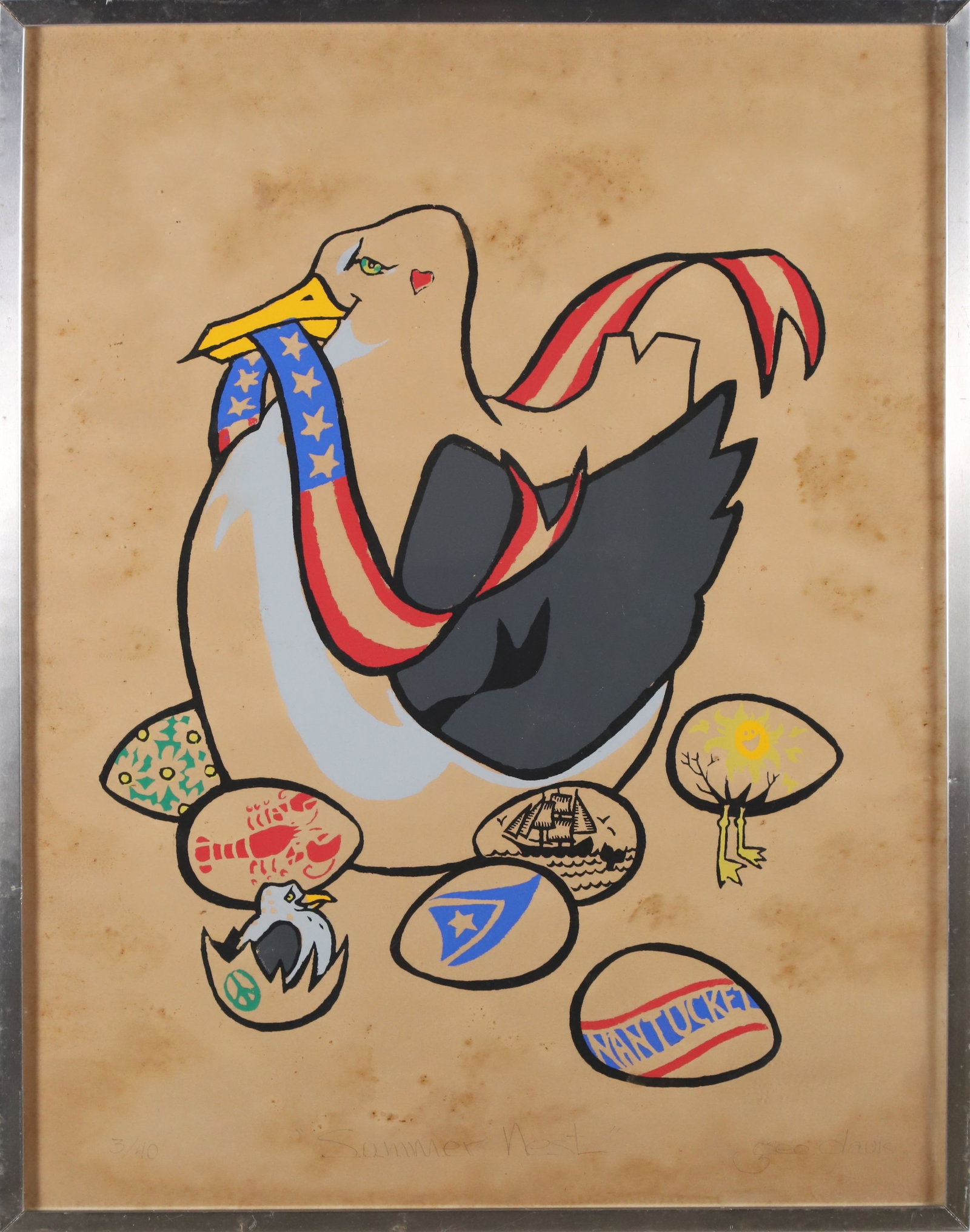 George Davis Limited Edition Lithograph "Summer Nest": George Davis Limited Edition Lithograph "Summer Nest", Edition #3/40, signed lower right Overall 27 in. x 20.5 in.