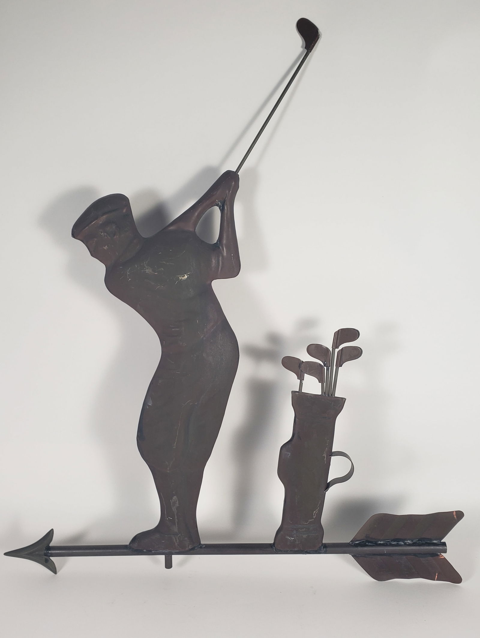 Vintage Figural Copper Animated Golfer Weathervane, 20th Century (1 of 5)