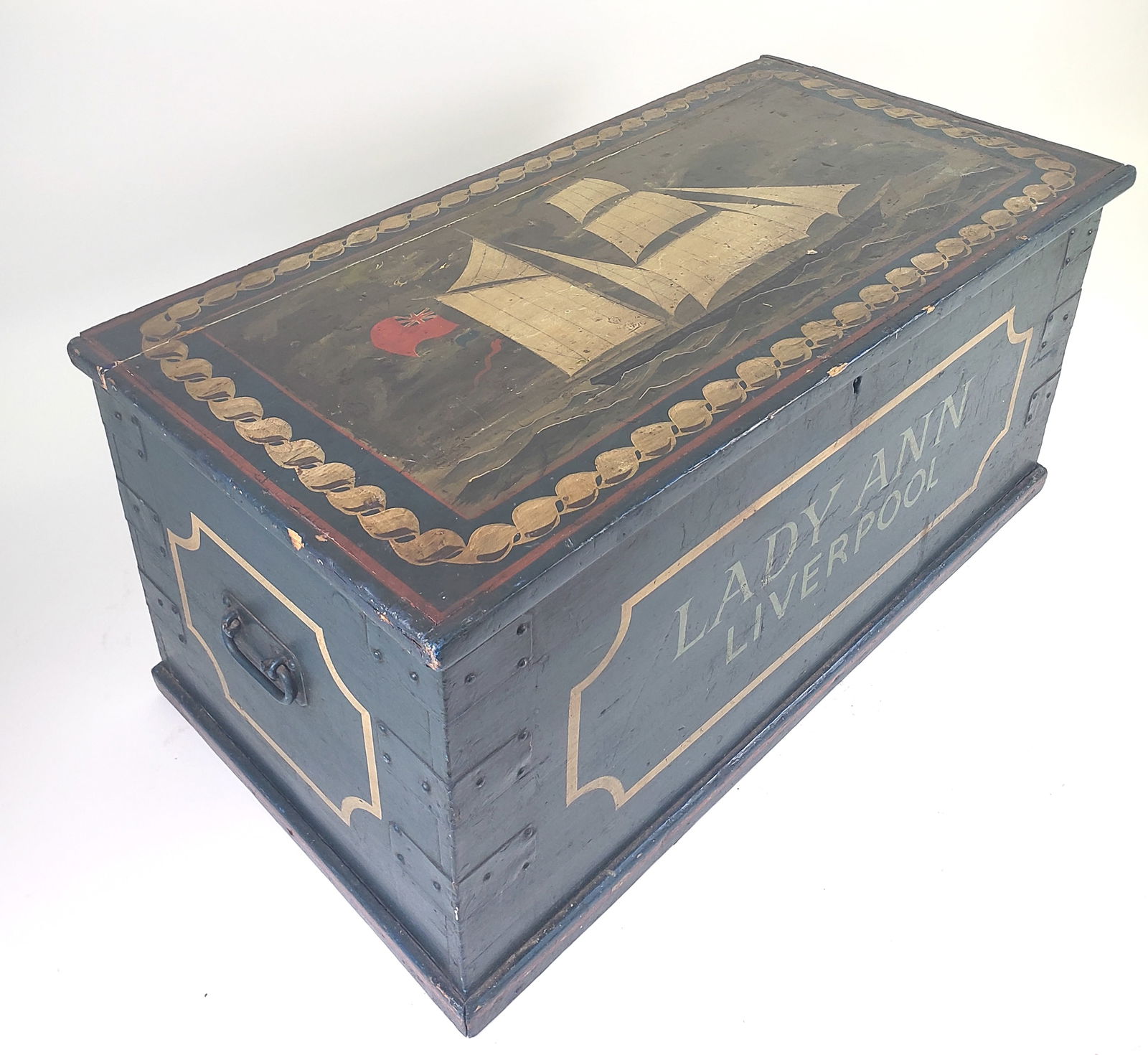 Lady Ann Liverpool Nautical Ship Paint Decorated Trunk, 20th Century (1 of 6)