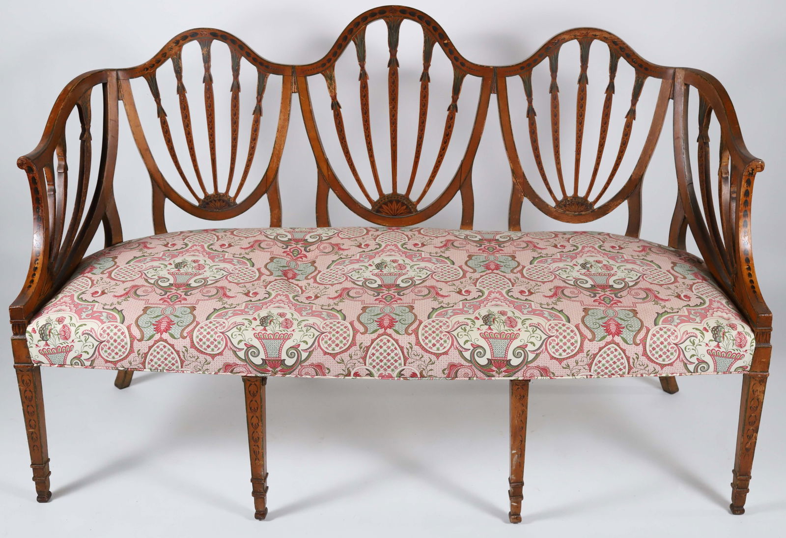 Antique Hepplewhite Triple Shield-Back Settee (1 of 7)
