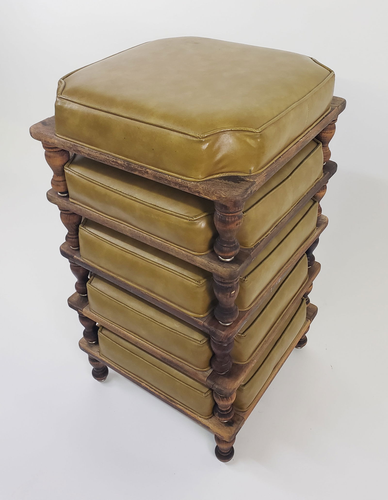 Set of Five Mid Century Modern Ethan Allen Nesting Foot Stool Ottomans (1 of 6)