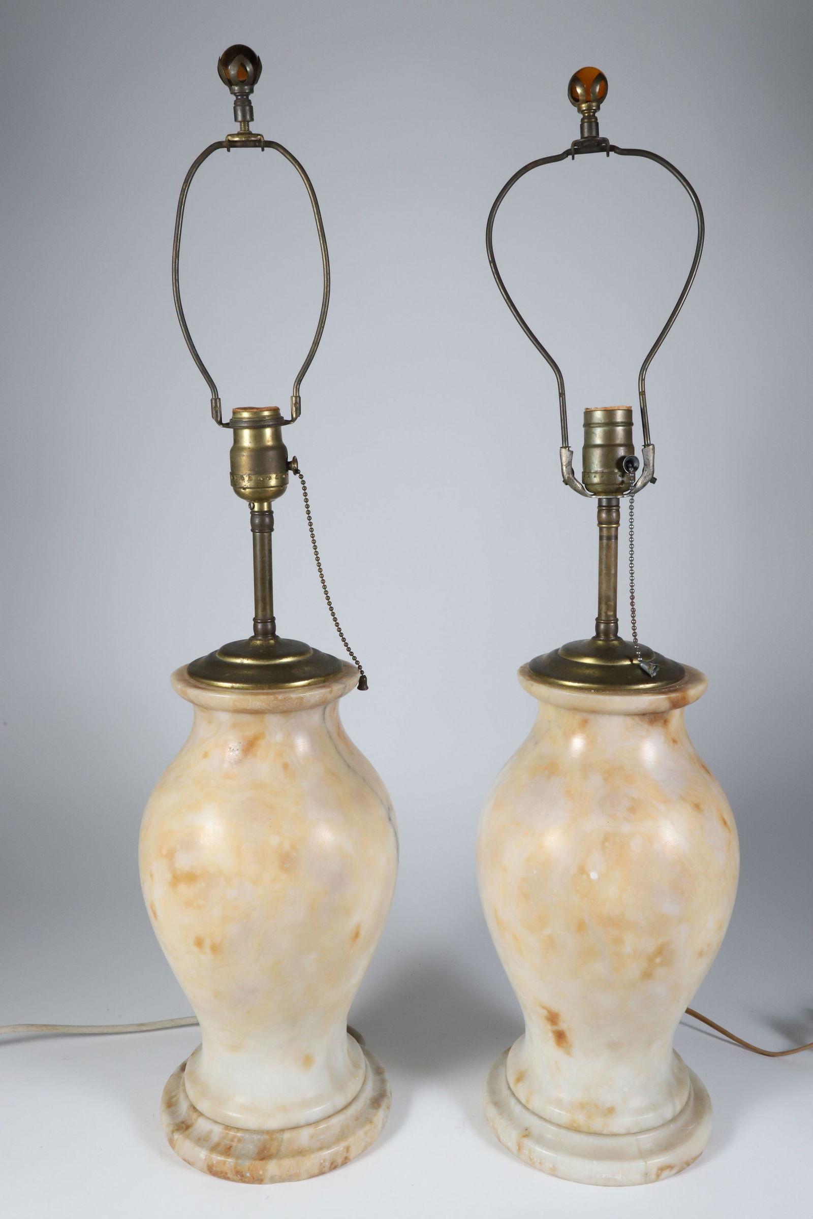 Pair of Classical Baluster Form Antique Alabaster Lamps (1 of 5)