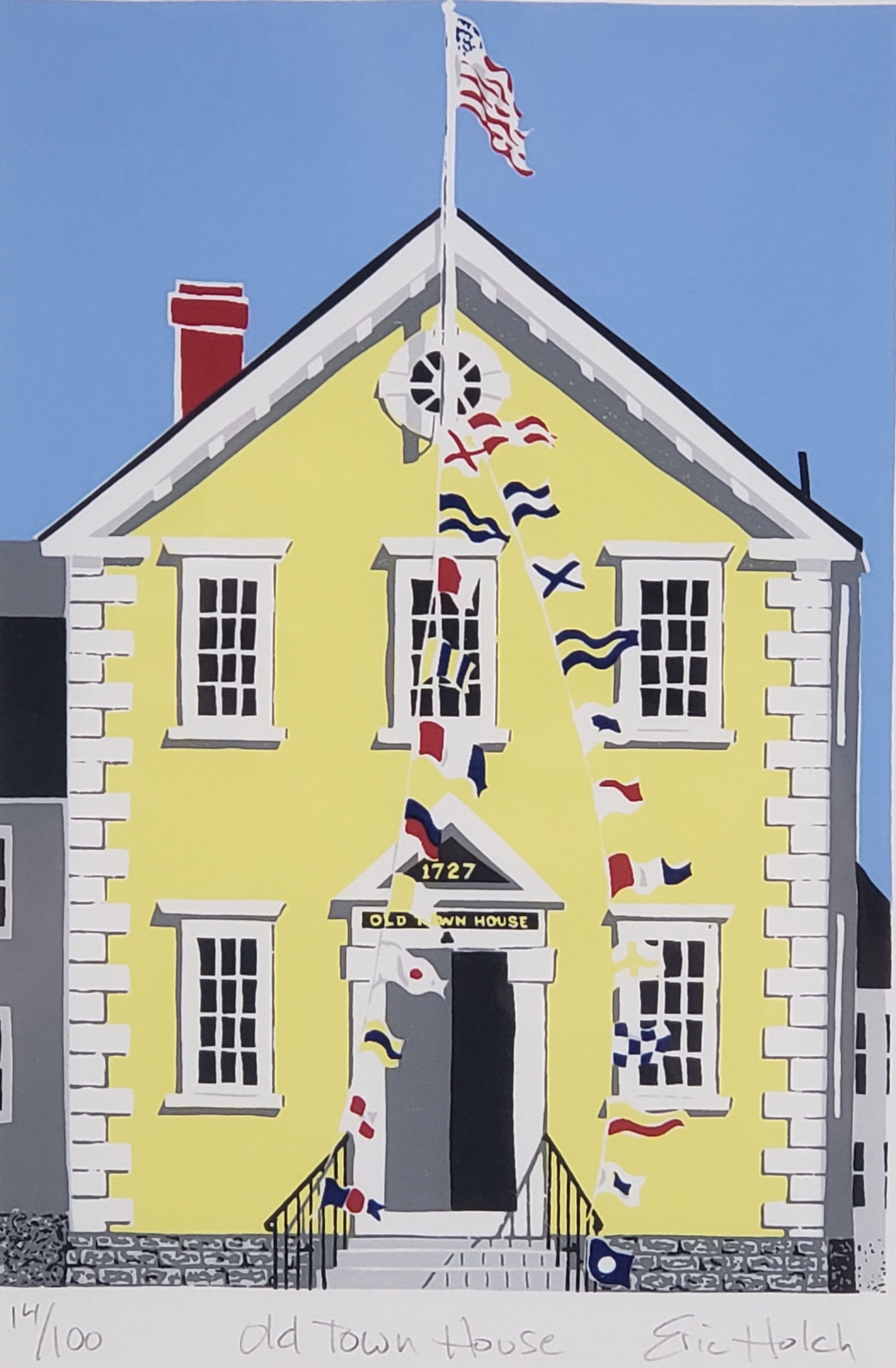 Vintage Eric Holch Limited Edition Original Nantucket “Old Town House" Silk Screen (1 of 3)