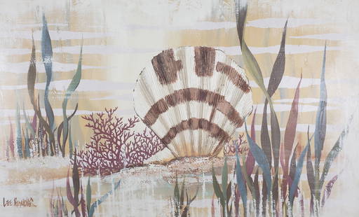 Lee Burr Reynolds “Sea Life" Oil on Canvas Painting: Lee Burr Reynolds (American 1936 - 2017) “Sea Life” Oil on Canvas Painting, signed lower left, “Lee Reynolds” Overall 30 in. x 51 in.