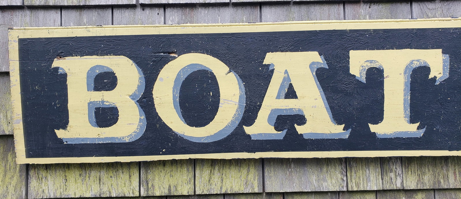 Antique Style Hand Painted Wooden, “Boatyard", Nautical Shipyard Trade Sign: Antique Style Hand Painted Wooden, “Boatyard”, Nautical Shipyard Trade Sign, contemporary decoration on an old board. 10 in. x 66.25 in.