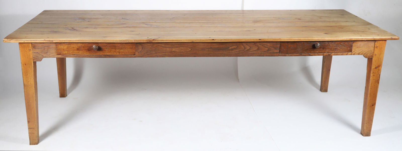 Vintage Large Country Pine Dining Table with Three Drawers on the Frieze (1 of 10)