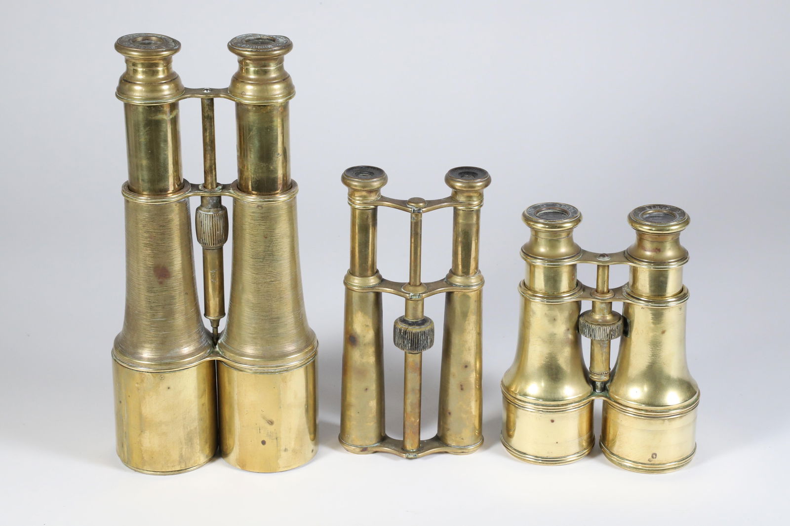 Collection of Three Vintage Parisian Brass Binoculars (1 of 8)