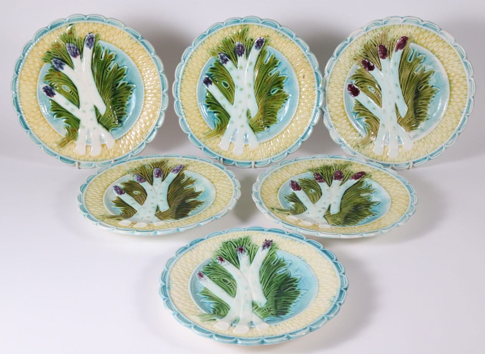 Six Vintage Majolica Asparagus Plates (1 of 5)
