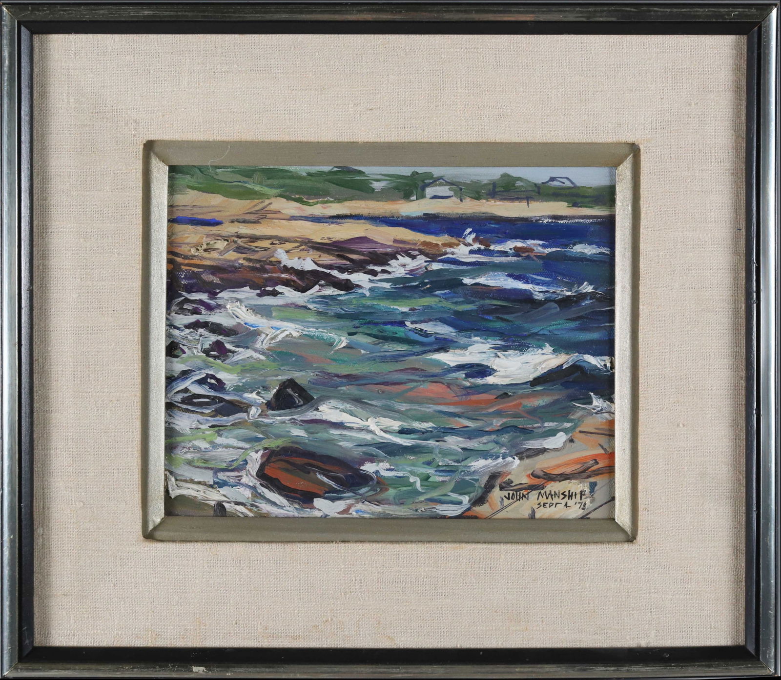 John Manship Impressionist Oil on Canvas "Seascape" Circa 1978 (1 of 5)