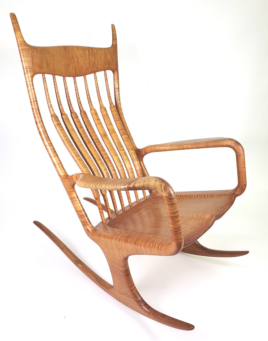 Edward Wohl Curly Tiger Maple Studio Craft Rocking Chair (1 of 12)