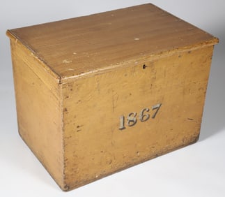 English Vinegar Grain Paint Decorated Box, Dated 1867