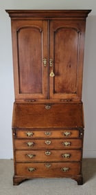 Diminutive English Oak Secretary Bookcase, 19th Century