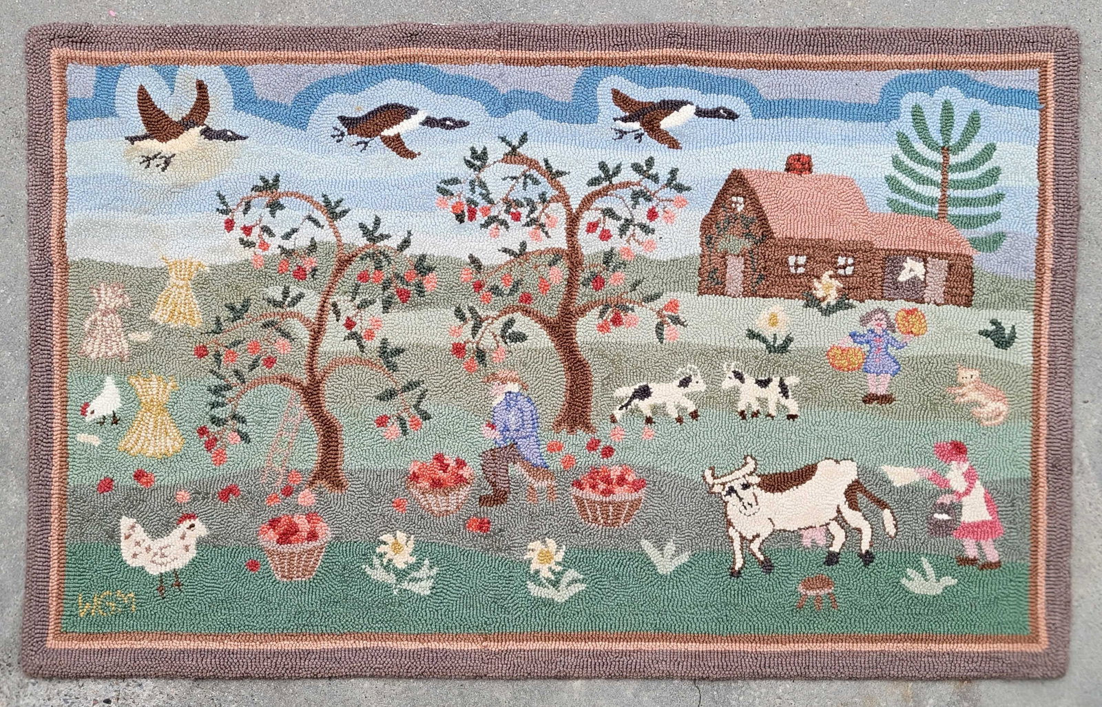 Farm Scene Hooked Rug (1 of 4)