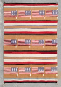 Navajo "Twelve American Flags" Woven Wool Rug