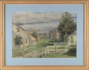 Annie Barker Folger Gouache Watercolor on Paper "Sconset Cottages"