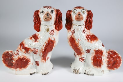 Pair of Staffordshire King Charles Spaniels, 19th Century