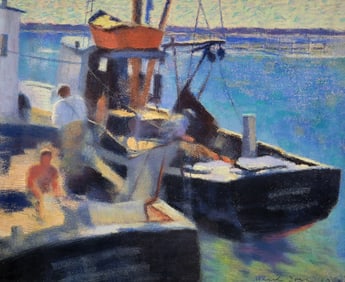 Hazel B. Ives Mid Century Nantucket Pastel "The Gladys and The Mary"