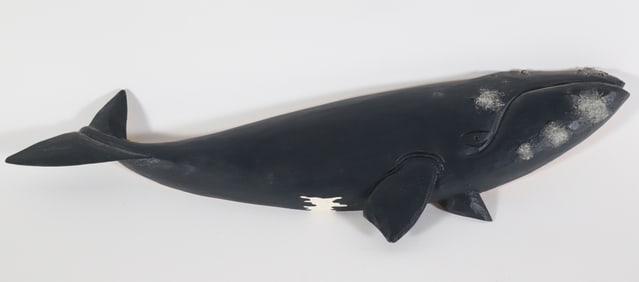 Carved and Painted Half-Body Right Whale By Chip Slimak and Rose Kern, circa 2002