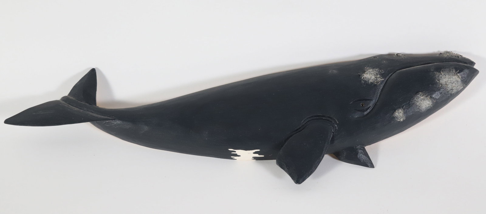 Carved and Painted Half-Body Right Whale By Chip Slimak and Rose Kern, circa 2002: Carved and Painted Half-Body Right Whale By Chip Slimak and Rose Kern, circa 2002 Length 19 in.
