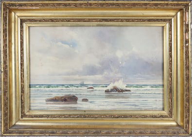 Hiram Peabody Flagg Watercolor "Seascape"