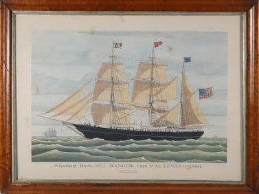 Robert Newell Limited Edition Print "The Whale Bark Sea Ranger, Captain William Lewis 1866 of New