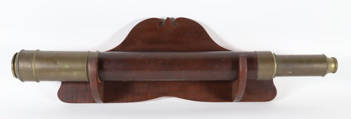 Osborne Day or Night London, Mahogany and Brass Telescope with Custom Wall Bracket
