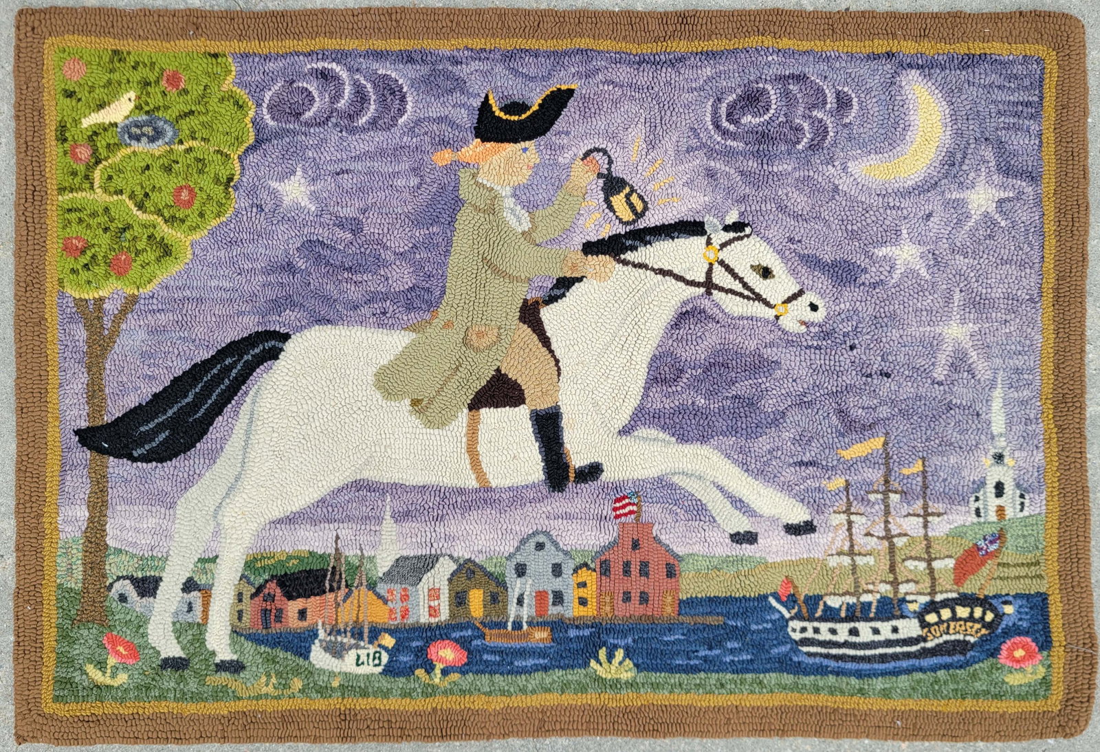 Vintage Hooked Rug "The Midnight Ride of Paul Revere" by Lib Callaway (1 of 4)