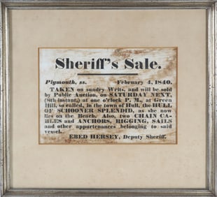 1840 Plymouth "Sheriff's Sale"