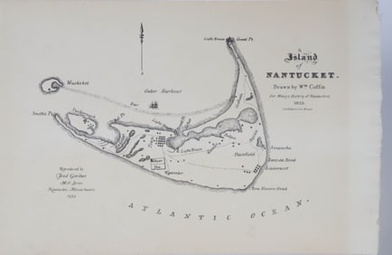 1954 Fred Gardner Reproduction of 1835 William Coffin's Nantucket Map
