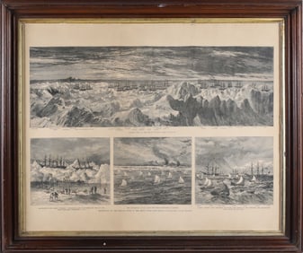 Scarce Antique Print Depicting "The Whaling Fleet in the Arctic Ocean"