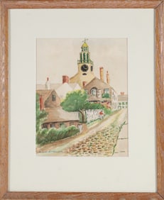 Anne H. Mellin Watercolor on Paper "Unitarian Church Nantucket"