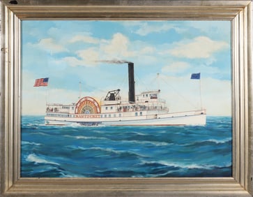 William Stokes Oil on Canvas "The Nantucket Steam-Wheeler"