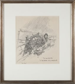 Gordon Hope Grant Graphite Drawing "Two Men at the Helm"